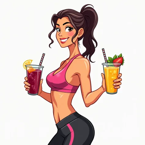 
Negative_&_Positive_Embeddings_By_Stable_Yogi drawing of a fitness woman with healthy smoothies in her hand