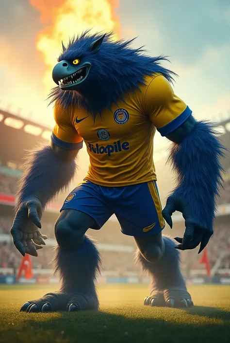  A Fenerbahçe monster ,  has yellow and navy blue colors
giant ,  a powerful creature . The creature was ,  Fenerbahce
wearing fan jersey and scary but at the same time
takes a bold stance.  Fascinating eyes
shines ,  teeth in a sharp and gigantic footprin...