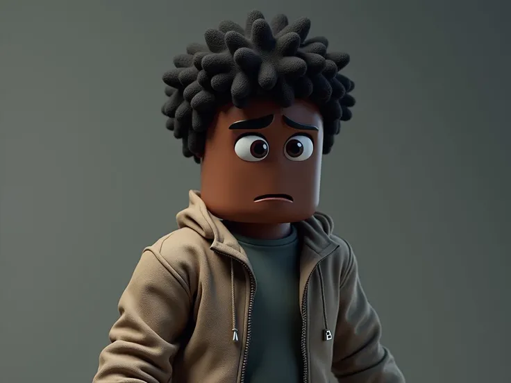 Make a roblox player, negro, finished , tired, drunk, drugged, And may he look discouraged about life