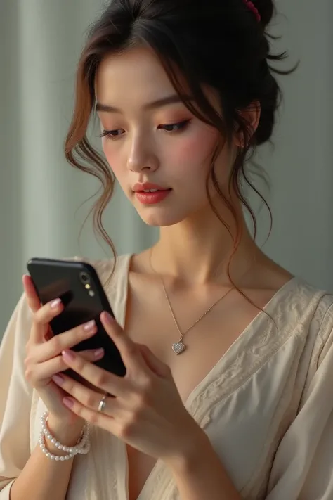 Beautiful woman holding phone 