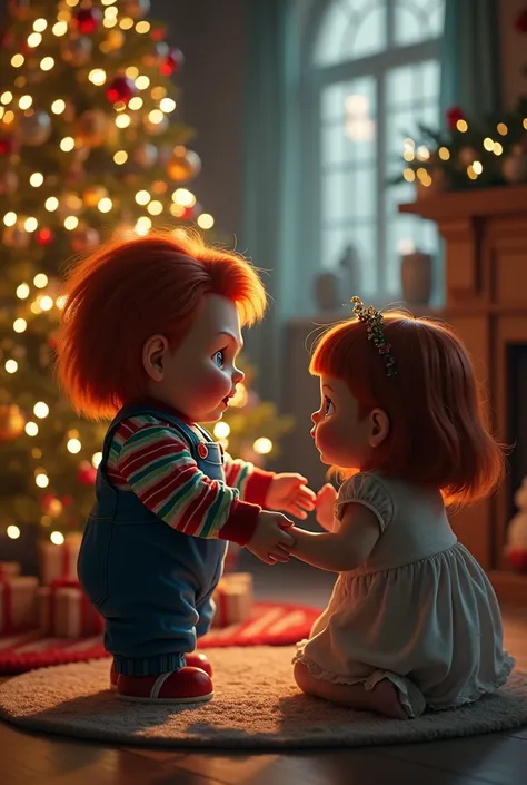  Chucky  boy on Christmas tree , Chucky  chubby boy ,  Chucky two year old baby and Chucky straight haired girl with dress