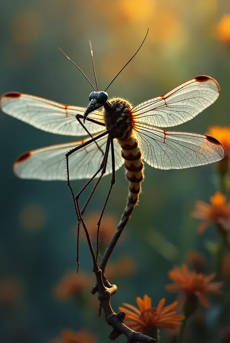 Mosquito and dragon fly hybrid combination photos highlighted background 