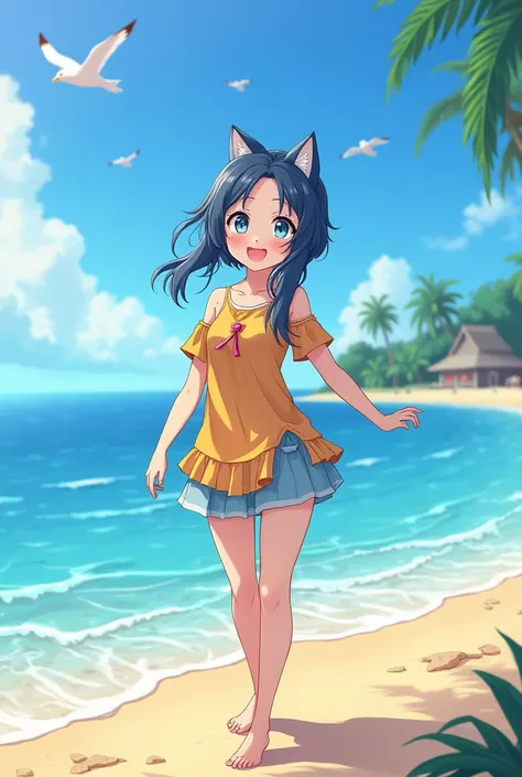 Anime character on the beach 