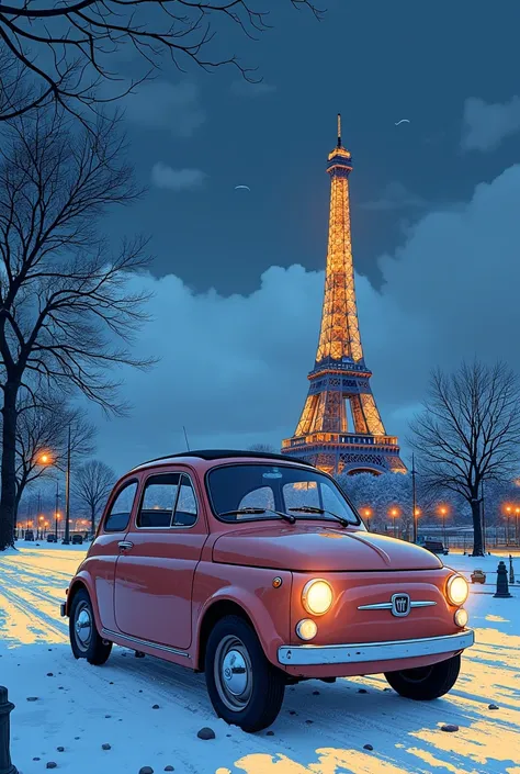 (  Penis masterpiece  :1.2,  top quality),(   very detailed),   anime style,8k,16k,  wallpaper,( Fiat 500:2.0),  A Beautiful Night Sky  ,(France:2.0),(  Eiffel Tower:2.0),( dynamic :2.0)、((Snow Country))