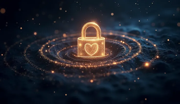 "A cosmic lock, glowing brightly amidst the dark void of space, with shimmering constellations circling around it. This lock symbolizes Cancers guarded heart, revealing only to those worthy of the trust. The stars create an air of exclusivity and deep conn...