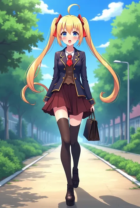   young petite girl, （A lot of girls）、（Japanese Animation ）（Grotesque tentacles） 、 High Quality 、 full body view、 blonde alone,   long hair,   drill twin,   blue eyes、 ,Ahegao、, （long handbag）、（（Clothes made of tentacles ））、（ platform boots）、Stiletto heels...