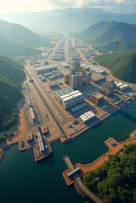 Aerial images of a Colombian Free Trade Zone ,  showing its infrastructure and industrial activity.