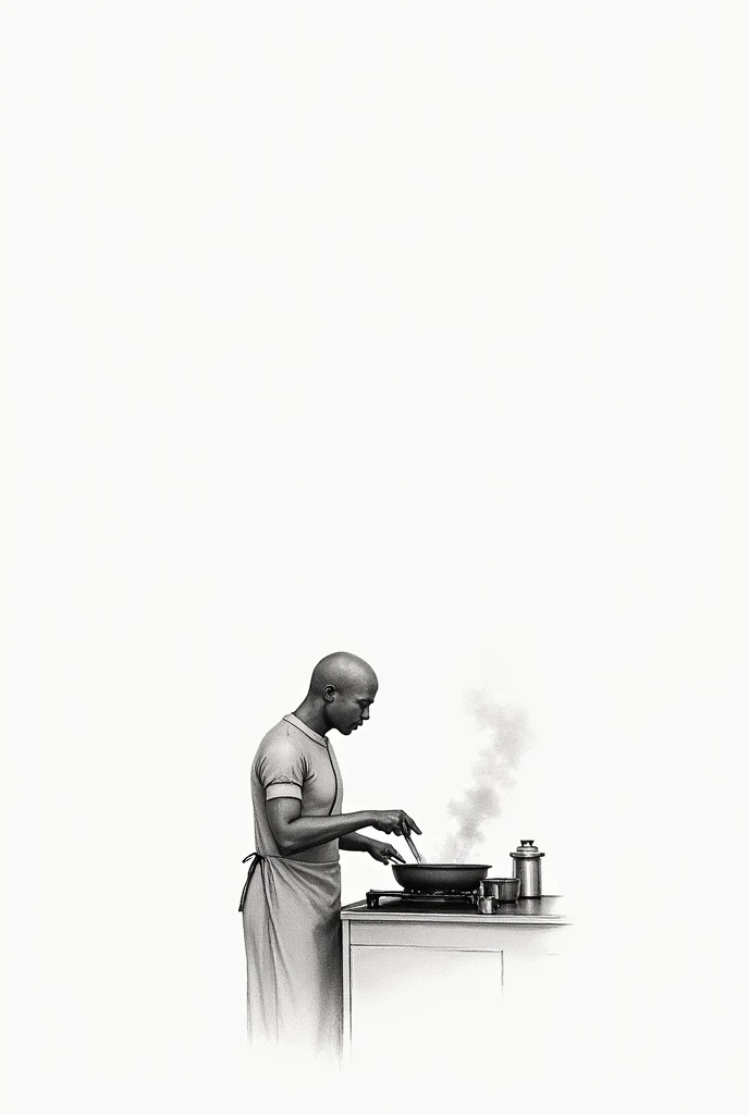 a simpler graphite image of a person cooking 