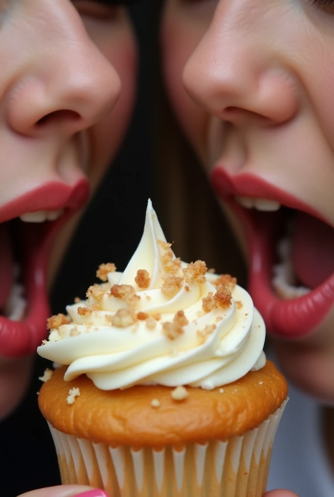 mouth of people eat a cupcake 