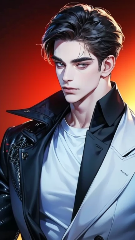 (best quality,4k,8k,highres,masterpiece:1.2),ultra-detailed,(realistic,photorealistic,photo-realistic:1.37),36 year old man,3 day beard,handsome anime,portraits,strong,masculine,dark hair,sharp jawline,mesmerizing eyes,perfectly styled hair,cool anime outf...