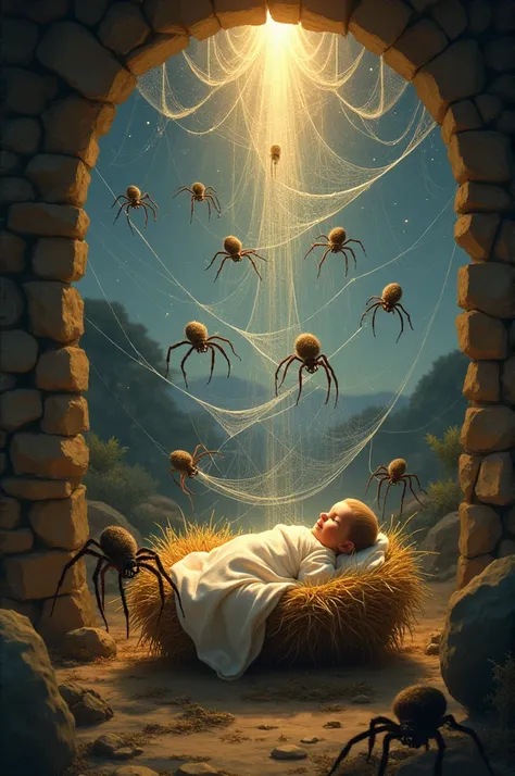 Spiders at the birth of Jesus 