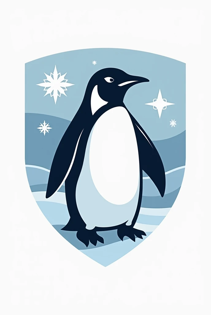 Make me a crest for a professional soccer team called Frost F.C. It has to have winter touches (because of Frost) but it looks like a normal soccer crest. Looks like more elegant not Style cartoon. Using a penguin not snowflake. A penguib more minimalist