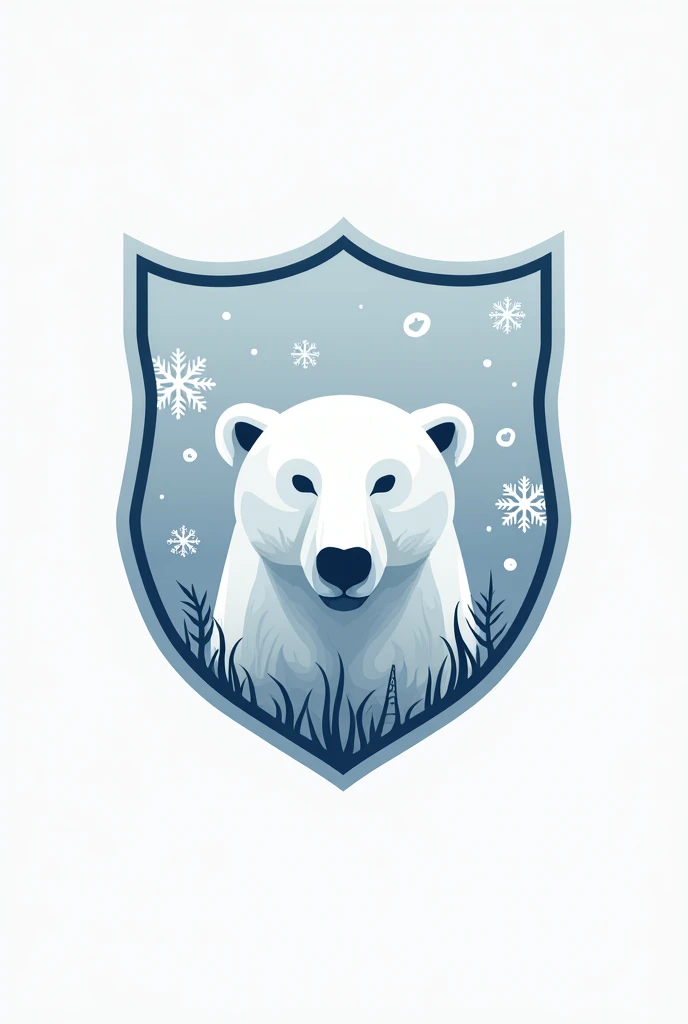 Make me a crest for a professional soccer team called Frost F.C. It has to have winter touches (because of Frost) but it looks like a normal soccer crest. Looks like more elegant not Style cartoon. Using a polar bear ot snowflake. A polar bear more minimal...