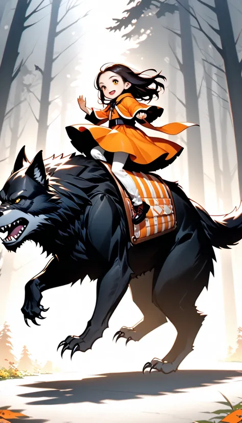 A girl riding a werewolf , Hzk,   Ultra Miniature Girl  , 