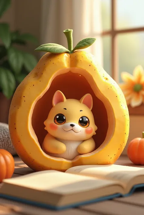 Draw inside of a fruit
What comes out is an animal 
Elements: Plush toy, book and pillow
Easy to draw