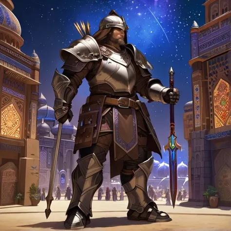 Masterpiece, HD, High Resolution, Best Quality, High Quality, Super Detailed. Solo character alone, multiple views. Fantasy art. “Warcraft aesthetic”.
{{(A 40-years-old male-human-soldier:(appearance: full body covered and claded in armor and leather cloth...