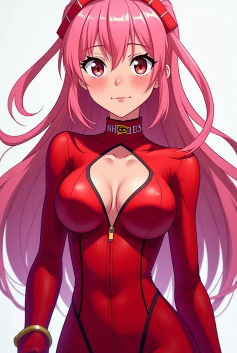 Princess bubblegum, red racing suit, anime style, low cut