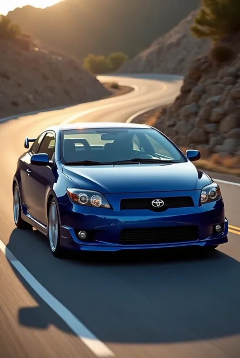 Scion TC car year 2005 dark blue running