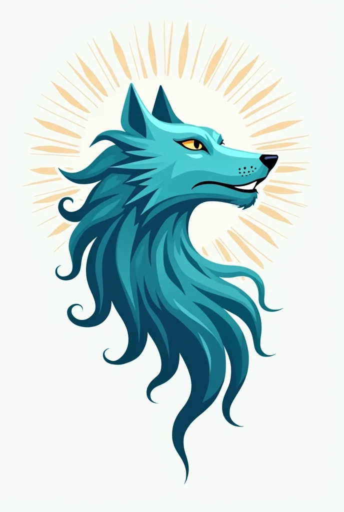  Elegant turquoise wolf logo like Liverpools coat of arms with meaning sun, only one color .  That the logo name is QUIJHUA 