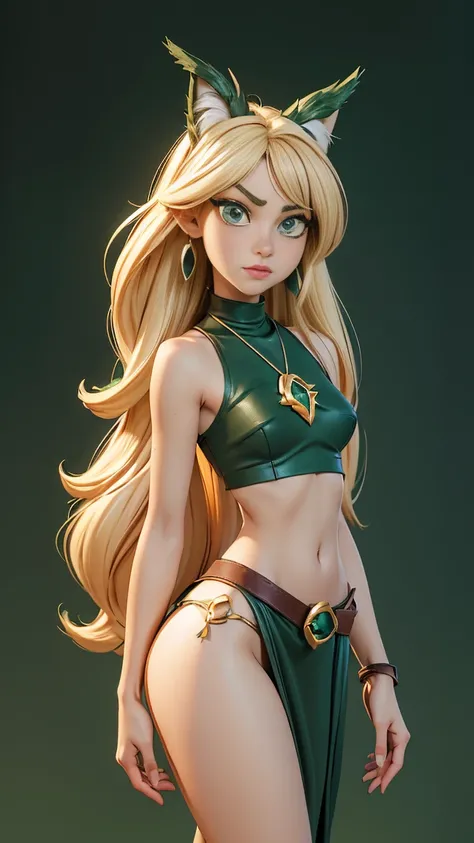 masterpiece, best quality, high resolution, ultra detailed, (3D), ((young girl:1.5)), 1.56 cm tall, slender anime-style body, small chest, slim waist, wide hips, thick thighs, dramatic hourglass figure, narrow shoulders, long blonde hair, reaching the wais...