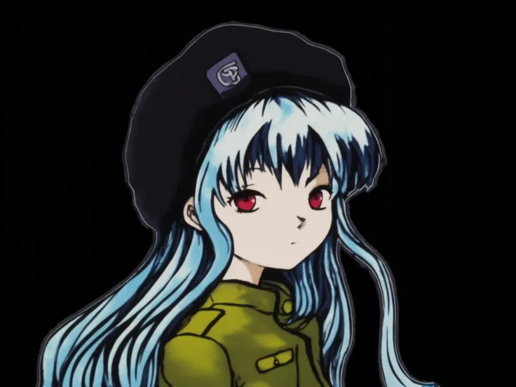  anime girl with blue hair and beret , Otro iwakura, Otro iwakura,  art style inspired by Takehisa Yumeji , close up of Otro iwakura, Chiaki Mi from Danganronpa, close up Otro iwakura, Misato Katsuragi, portrait of Otro iwakura, Mihoyo , a red-eyed young w...