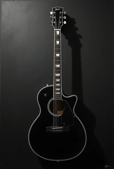 Guitar painting in black tones