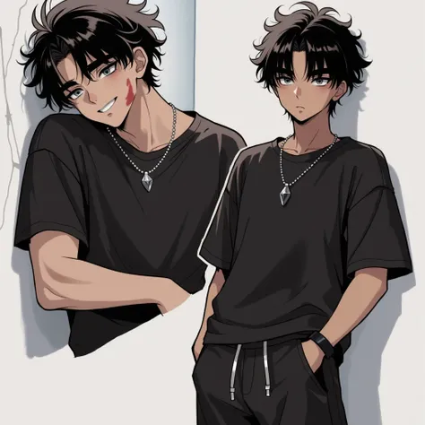  Description for Zaki black and white anime drawing sketch Appearance Physical : high,  with slightly disheveled hair giving the impression of a bad boy .  His face shows a small scar on the eyebrows as proof of his hard life .  His school uniform always w...