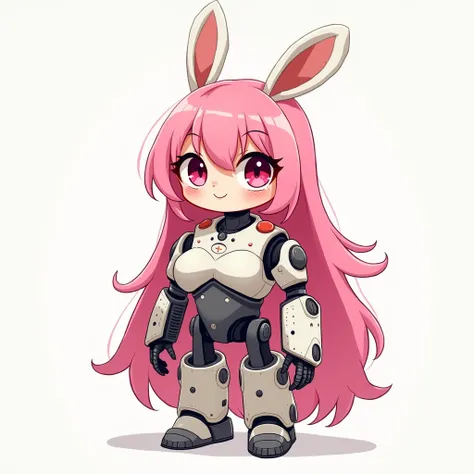 Young ren、手足がロボット Dot 0 .3,  Bright Eyes ,  naughty face,  very long hair pink , Big Breasts ,  rabbit ears ,Dot 0 .3 