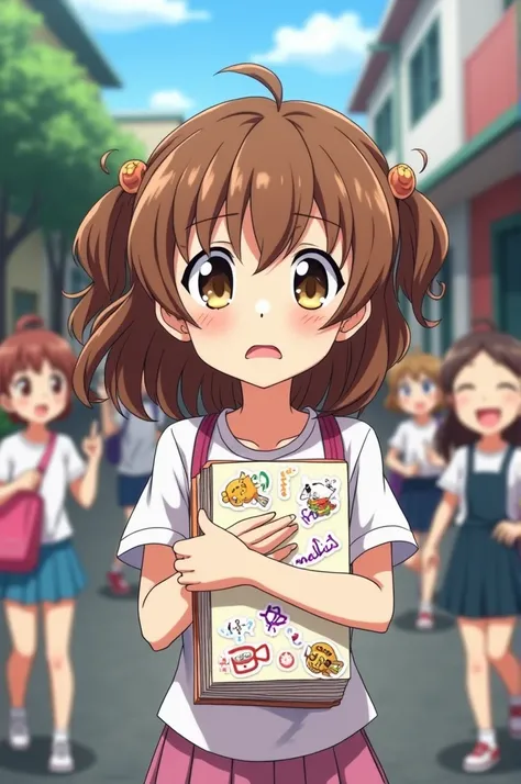 Brown-haired anime girl to be made fun of for having a notebook 