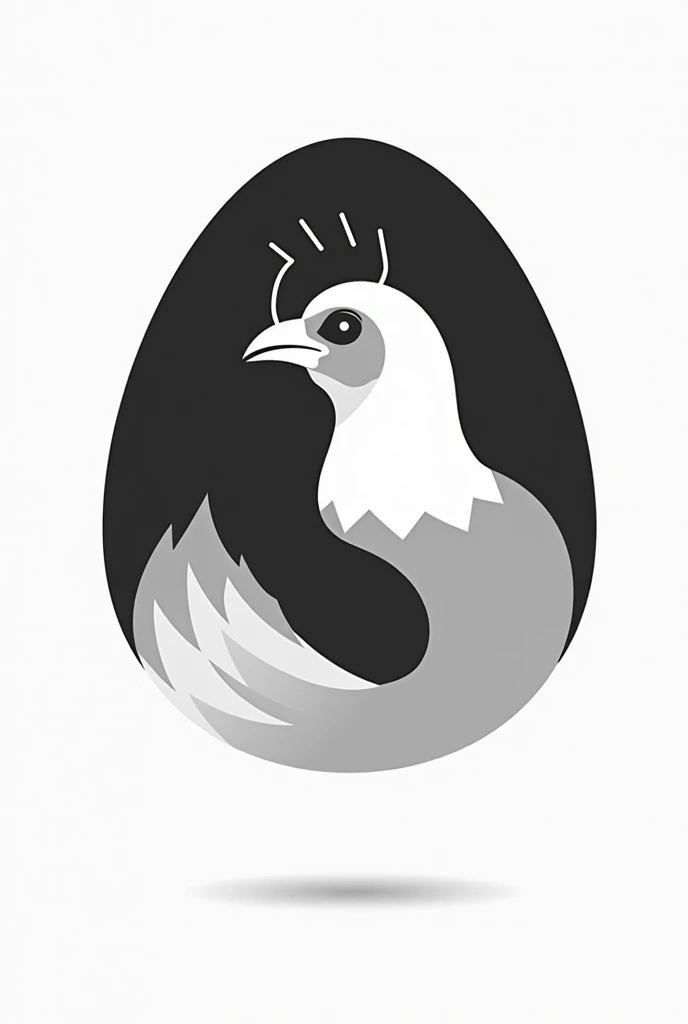 logo.Poultry Club Colombia .inside an egg . image of a hen . color gray black and white