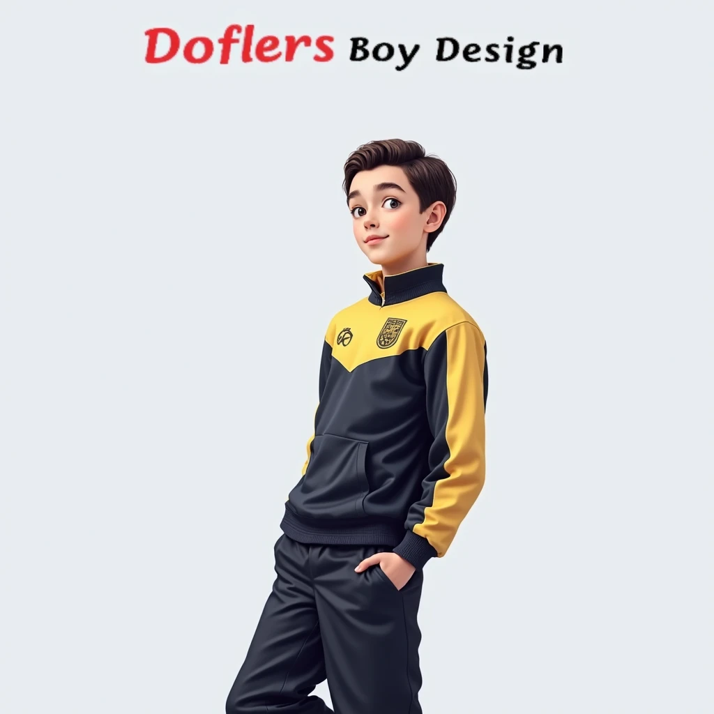 clothing design and pattern follow actual sample picture, black shoes, black socks, handsome boy, real people, 
