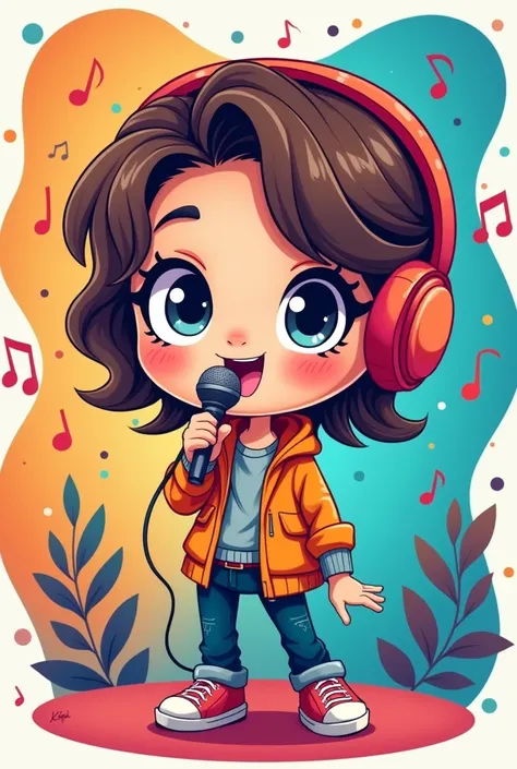 Collection cute Human figure cartoon for singer shows icon