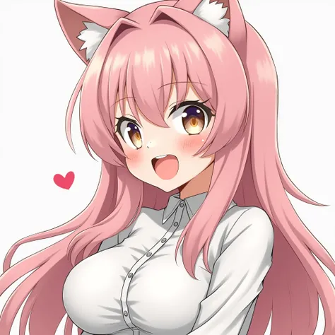 1girl, Open Mouth, Long Hair, Large breasts, Cat Ears, Blush, spread pussy