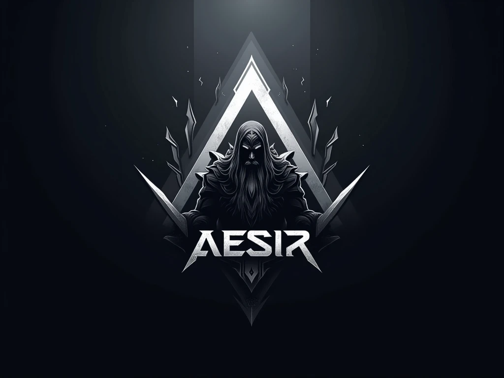 Create a logo for an e-Sports team with the name Aesir in the image, An FPS game