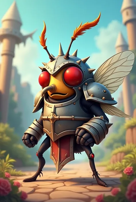  In cartoon design, A fly wearing the armor of the Pekka unit from Clash of Clans. 