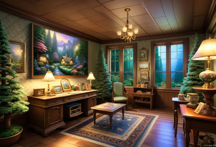  Jigsaw puzzle inspired by , 小川と家のある森の風景を描いたトーマス・Kinkade ,   reddit contest winner  , magical realism , thomas Kinkade. Forest Room, thomas Kinkade cfg _ Scale 9, thomas Kinkade cfg _ scale 8 , tomas Kinkade, Kinkade, トーマス・Kinkade, thomas Kinkade style