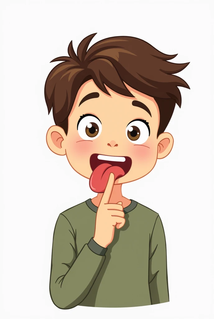 boy kept finger on his tongue. here is my tongue with white background Clip art image for s
