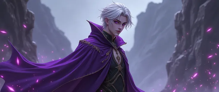 **Name:** Alaric

**Age:** 22 years old ( despite looking even younger )

**Appearance:**  Alaric is a white-skinned young man ,  with short mullet-style hair ,  Completely white .  His eyes are deep purple ,  reflecting his affinity for the dark arts . Hi...