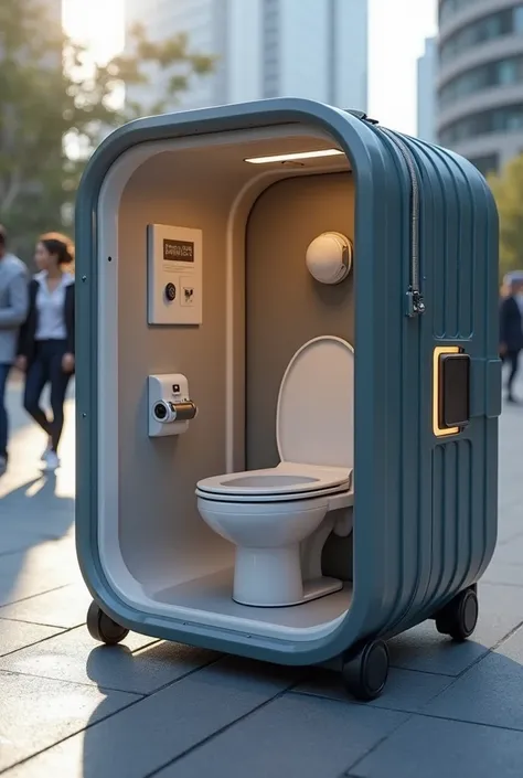 A restroom that can be folded into a suitcase so you can go to the toilet while listening to music