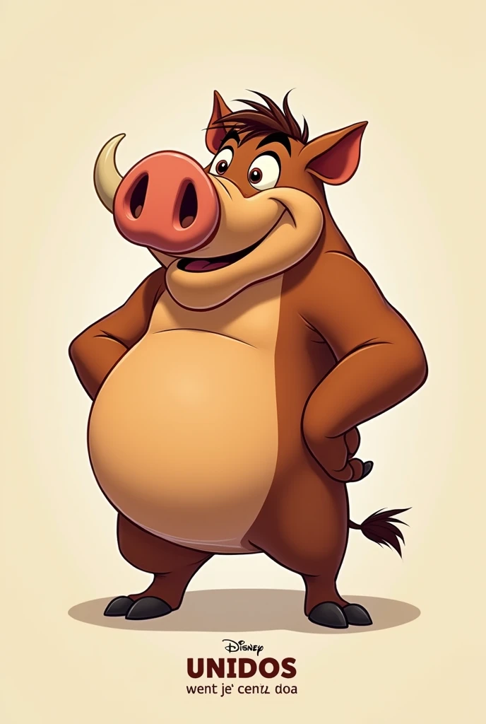 Pumbaa and in its pole to say a  " united team can against all " in Spanish 