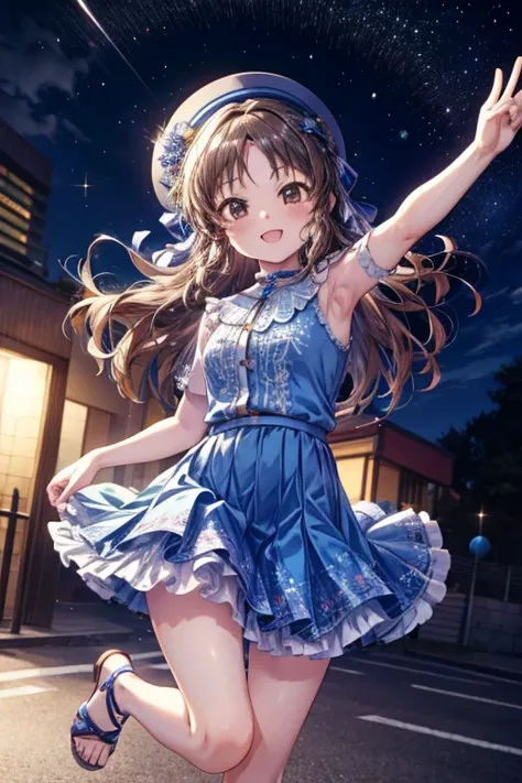 Masterpiece　 top quality　　Racing bloomer with beautiful front legs 　Beautiful upper body　Beautiful lower body　 well-balanced body 　Two perfect legs　 Perfect Five Fingers　 Christmas　Idol　from front　kaori sakuramori full body looking up arm up  jumping happy...