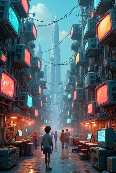 A town made of electronic equipment