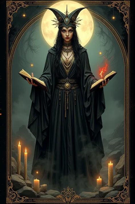 Priestess card tarot deck dark version 