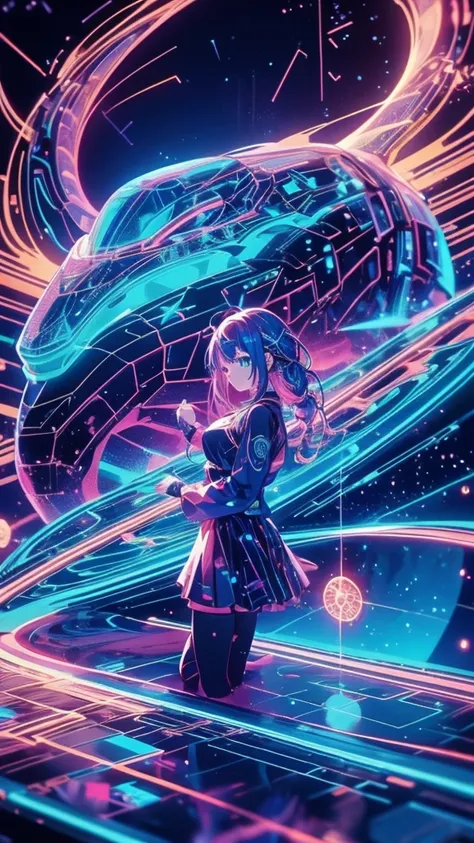   anime girl ,   very beautiful,   Ideal Anatomy  ,  Starry sky with zodiacal constellations, Like a nebula ，masterpiece  ,  top quality,    perfect anatomy ,  very aesthetic,   Official Art , 8k, Shine, The magic of painting,  Nice colored shadows ,   sty...