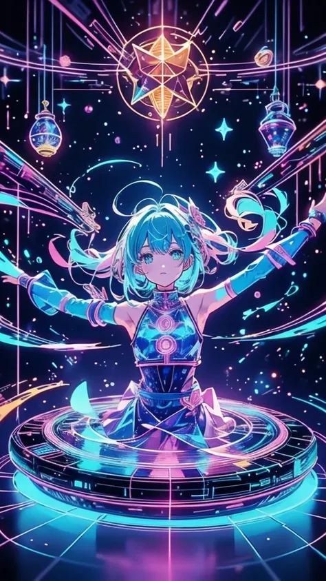  ((Alice in Freezer)) anime girl ,   very beautiful,   Ideal Anatomy  ,  Starry sky with zodiacal constellations, Like a nebula ，masterpiece  ,  top quality,    perfect anatomy ,  very aesthetic,   Official Art , 8k, Shine, The magic of painting,  Nice col...