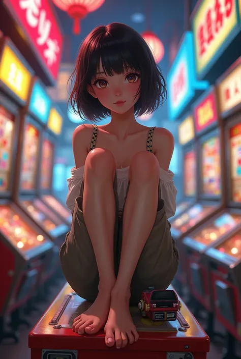 cute girl sitting on a pachinko