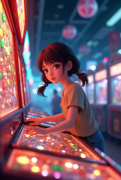 Girl playing pachinko