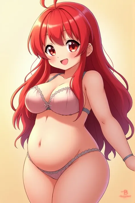 Cute anime girl chubby big boobs big ass red hair