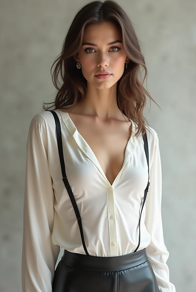 White tied blouse with black straps