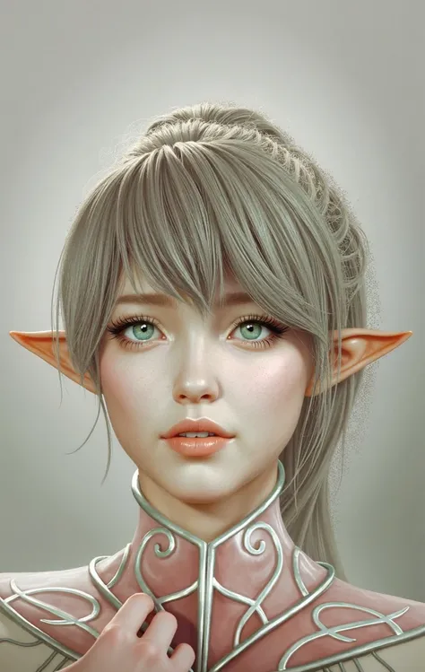 Subject: A close-up portrait of a beautiful elf princess, emphasizing her delicate features and ethereal beauty. The style should be reminiscent of fantasy RPG or MMO characters, with a focus on intricate details and a slightly stylized aesthetic.
Physical...